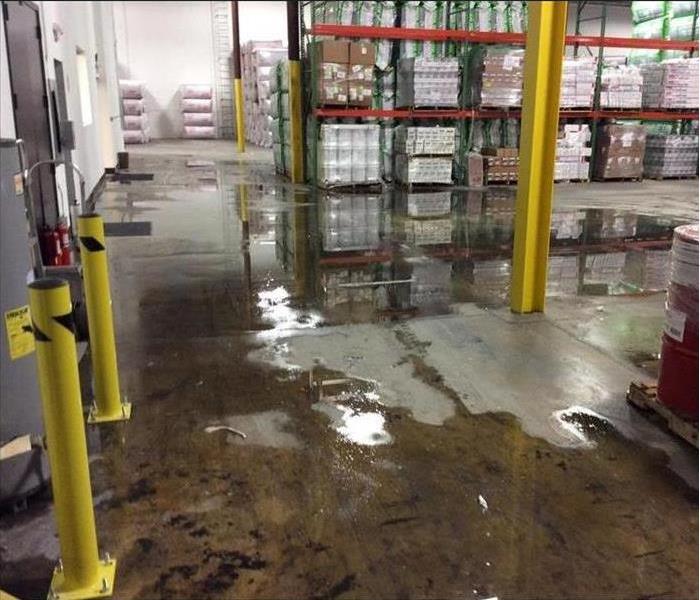 Flooding in a commercial warehouse