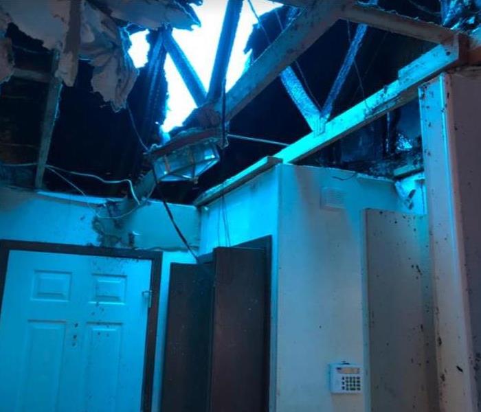 fire damaged ceiling inside home